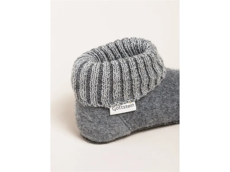 Gottstein Gottstein Kinder-Hüttenschuh Alpine Boot FE - Kinderhausschuh für Mädchen & Jungen aus 100% Schurwolle, Grau, – Produktbild 3 von 6