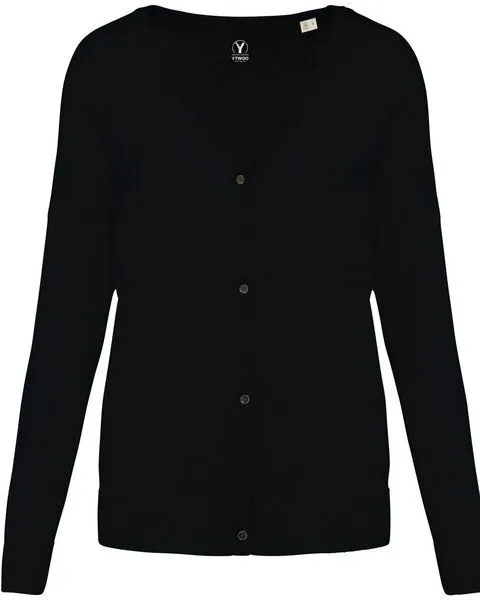 YTWOO YTWOO Damen-Strickjacke aus Bio-Baumwolle und Lyocell TENCEL, Schwarz, – Produktbild 1 von 3