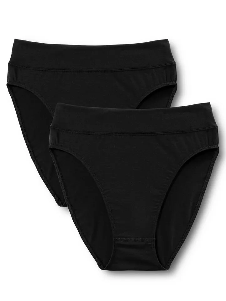 CALIDA CALIDA High-Waist-Slip Elastic Duopack (2er Pack) breiter Softbund, elastisch, atmungsaktiv, weich, Schwarz, – Produktbild 1 von 5