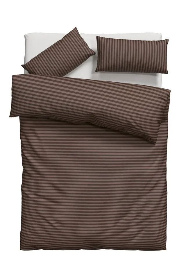Bruno Banani Bruno Banani Bettwäsche Jassen mit feinen Querstreifen, Renforcé, 2 teilig, moderne Streifen-Bettwäsche, mehrere Qualitäten, auch Premium, Braun, – Produktbild 3 von 5