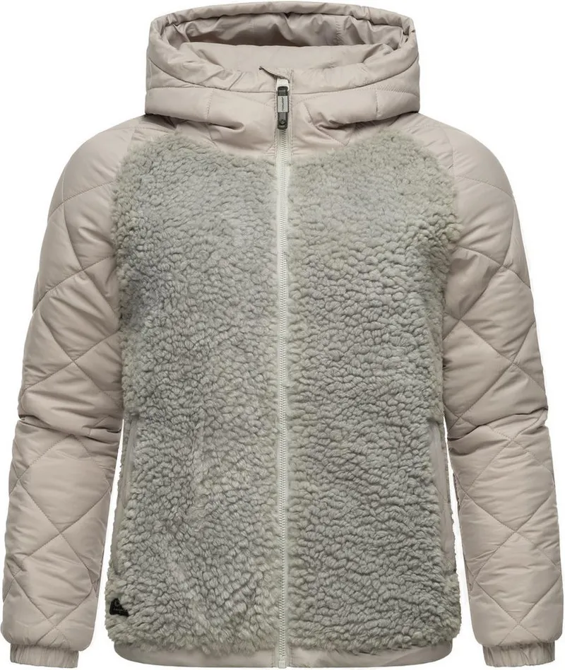 ragwear ragwear Outdoorjacke Leeloo Damen Übergangsjacke aus Teddyfleece mit gesteppten Ärmeln, Braun, – Produktbild 2 von 4