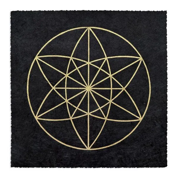 Veskor Cassiopeia Veskor Cassiopeia VEKTOR EQUILIBRIUM II Heilige Geometrie Linoldruck | 22 × 22 cm | Gold auf Schwarz – Produktbild 1 von 4