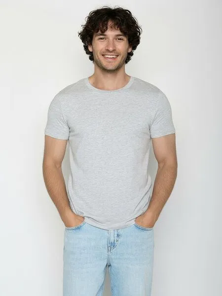 GreenBomb GREENBOMB Basic Guide - Sportliches T-Shirt aus Bio-Baumwolle / GOTS / Fair & Vegan, Grau (heather grey), – Produktbild 1 von 4