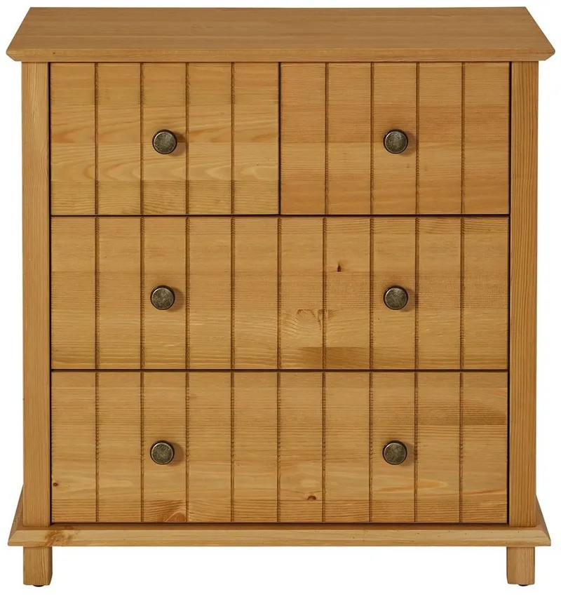 Home affaire Badkommode Vili, Badezimmerschrank, Unterschrank, 4 Schubladen, aus Massivholz, Beige, – Produktbild 5 von 5