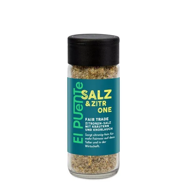 El Puente El Puente Salz & Zitrone im Glas-Streuer | Fair Trade | Vegan | Glutenfrei, Mehrfarbig, – Produktbild 1 von 1