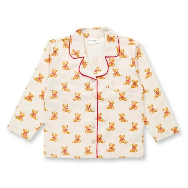 Sense Organics Sense Organics Kinder Flanell Schlafanzug mit Teddy-Druck auf Naturbeige, 188004, – Produktbild 2 von 4