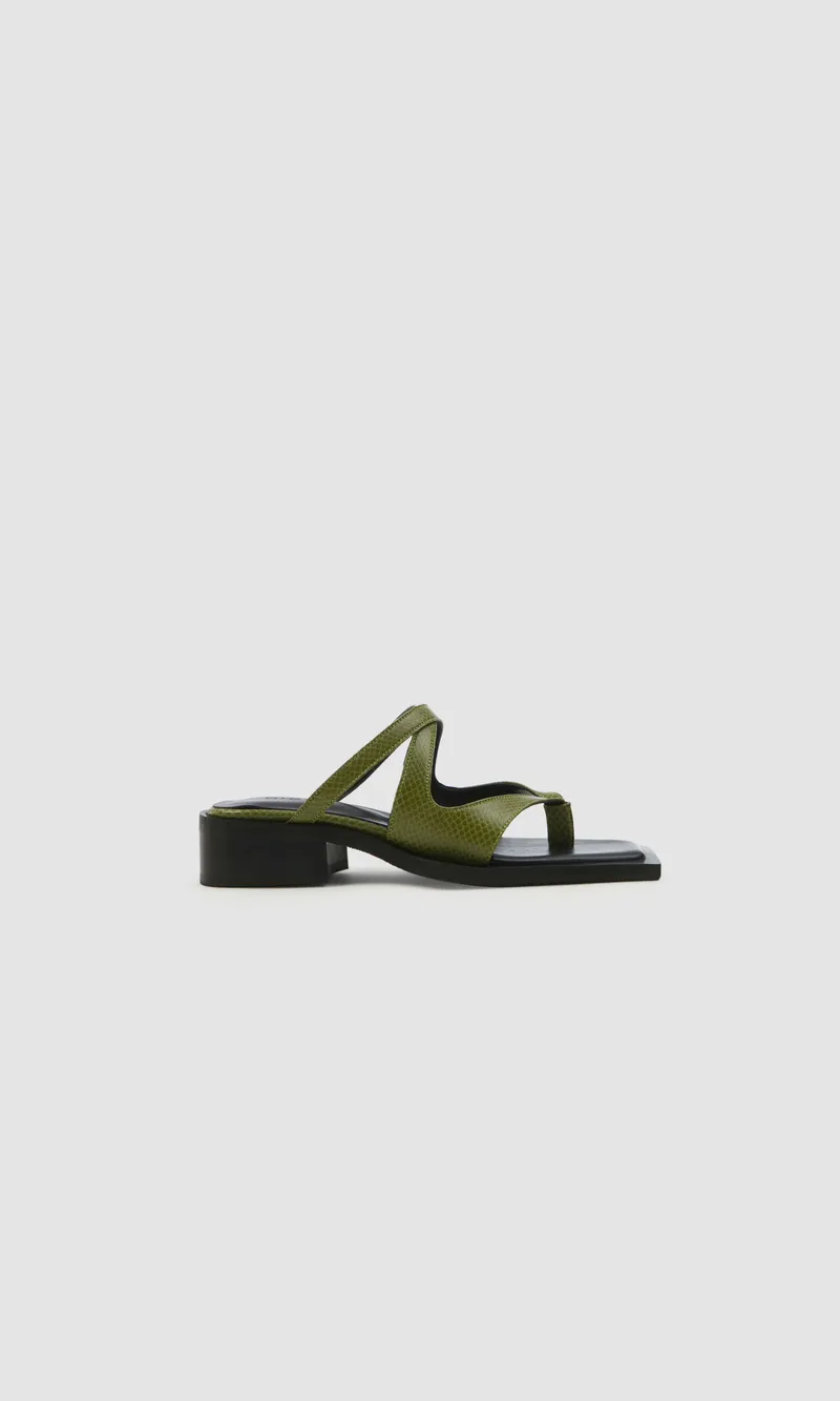 Prev Prev Damen vegan Sandalen Karel Pantolette Rosmarin Olivgrün, Olivgrün, – Produktbild 1 von 2