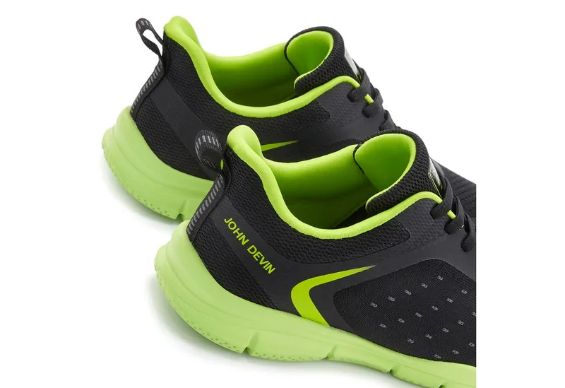John Devin John Devin Schnürschuh, Freizeitschuhe, Schnürhalbschuhe, Halbschuh, Turnschuh Sneaker im sportiven Look mit farbiger und flexibler Sohle VEGAN, Gelb|schwarz, – Produktbild 5 von 5