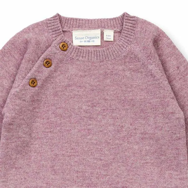 Sense Organics Sense Organics Baby Strampler aus Merinowolle, Modell ESKE, Mauve melange, – Produktbild 2 von 4