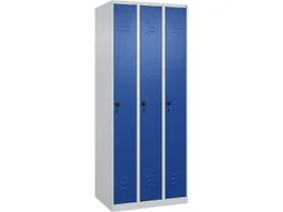 C+P C+P Spind Classic PLUS, 3 Abteile, 1850x750x500mm, Lichtgrau/Enzianblau – Produktbild 1 von 1