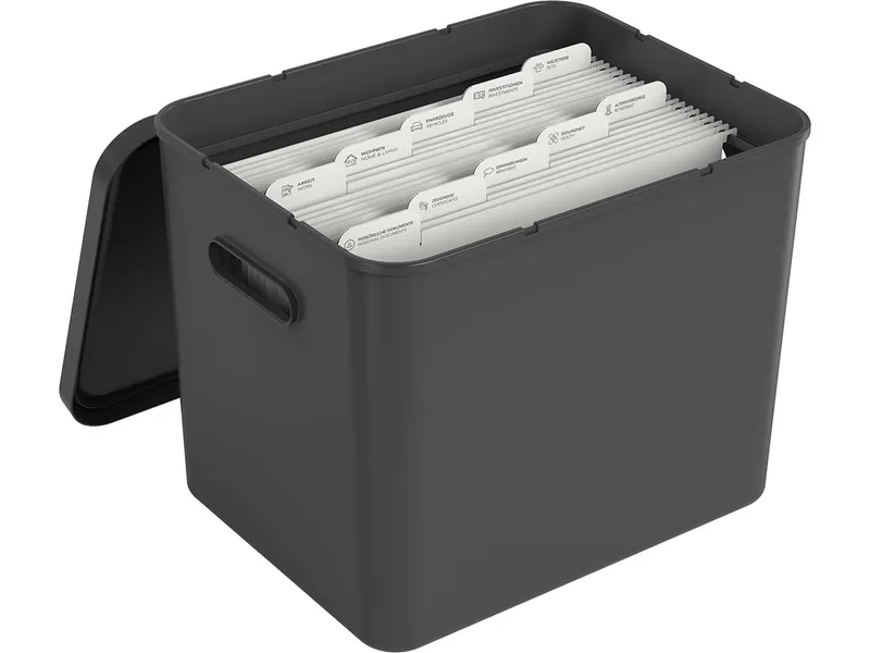 rotho rotho Archivbox "MY PAPER" aus Recyclingkunststoff mit 10 Mappen, Schwarz, – Produktbild 1 von 2
