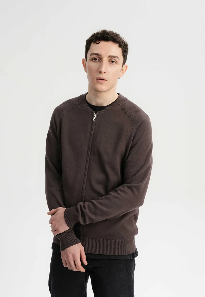 MELA MELA Herren vegan Strickjacke Shamial Dunkelbraun, Dunkelbraun, – Produktbild 1 von 2