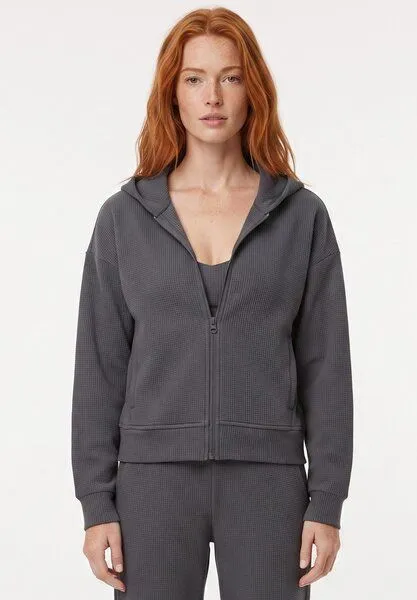 ORGANICATION ORGANICATION JENNIFER | Waffel-Hoodiejacke aus Bio-Baumwolle & recyceltem Polyester, Grey, – Produktbild 1 von 5