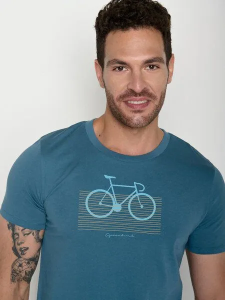 GreenBomb GREENBOMB Bike Bars Guide - Sportliches T-Shirt aus Bio-Baumwolle / hochwertiger Print / GOTS / Fair & Vegan, Blau (gezeitenblau), – Produktbild 2 von 4