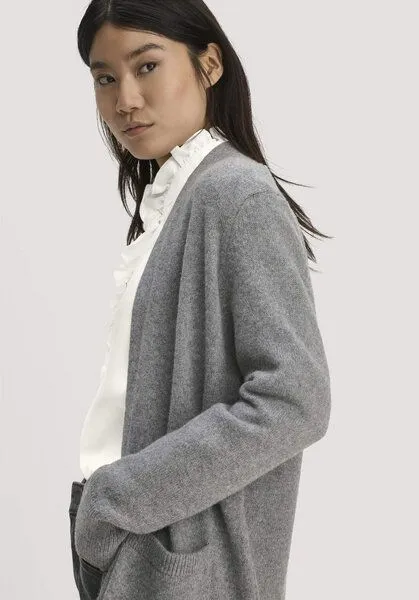 hessnatur hessnatur Strick Jacke Relaxed aus Bio-Schurwolle mit Bio-Baumwolle, Grau, – Produktbild 5 von 8