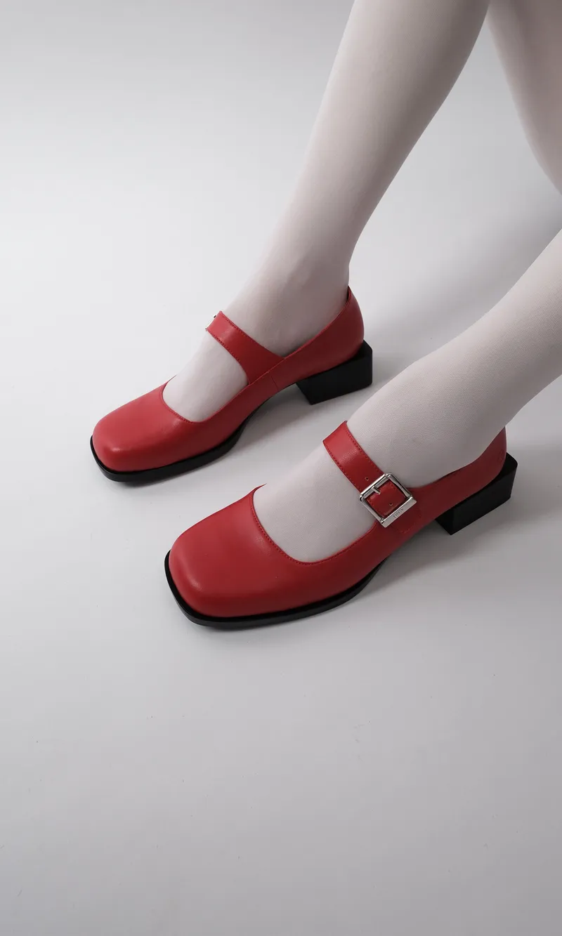 Prev Prev Damen vegan Mary Jane Schuhe Jane Kirschrot, Rot, – Produktbild 2 von 2