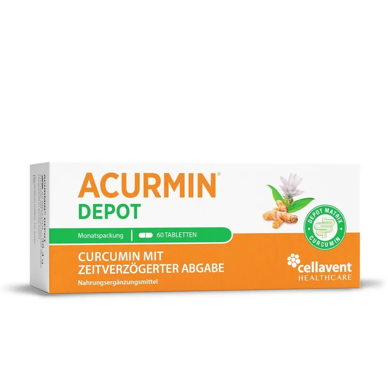 Cellavent Healthcare Depot-Kurkuma Tabletten mit verzögerter Curcumin-Freisetzung – Acurmin DEPOT 60 Stück / 1 Monat – Produktbild 1 von 1