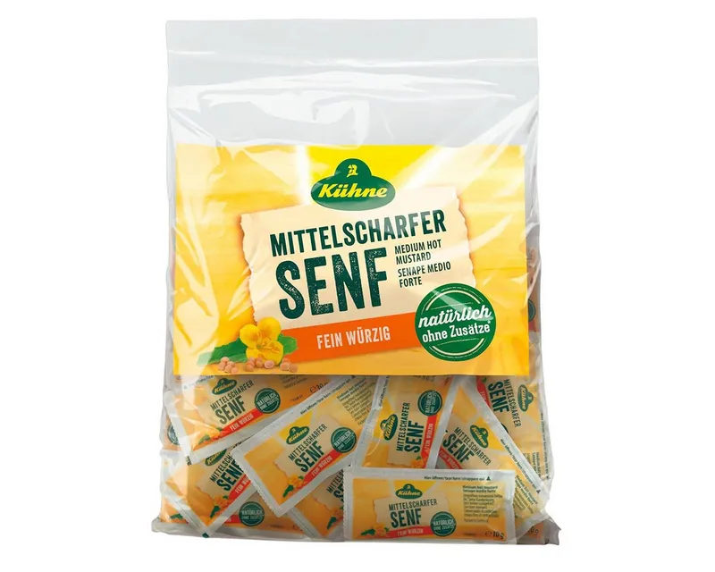 Kühne Kühne Saucen, Kuehne Mittelscharfer Senf in Portionen ideal für Gastrobedarf 1500g – Produktbild 1 von 3