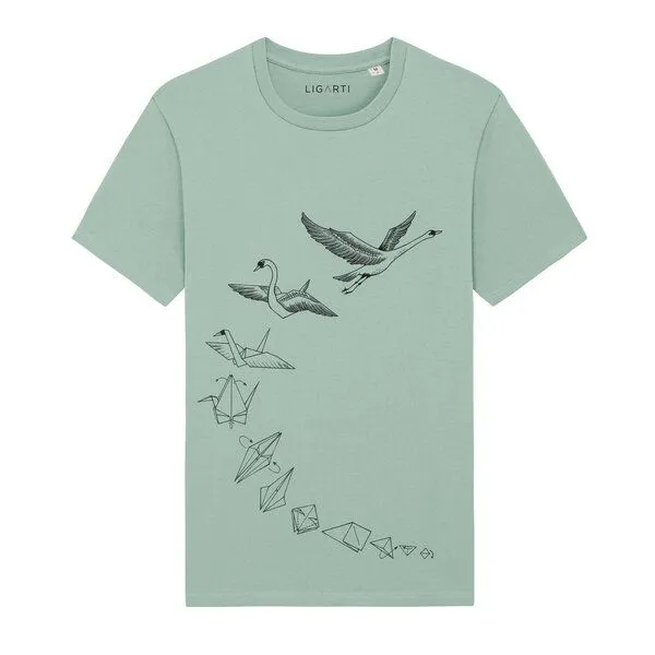 LIGARTI LIGARTI T-shirt - Origami Schwan, Mintgrün, – Produktbild 1 von 5