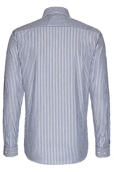 Wunderwerk Wunderwerk Herrenhemd aus Bio-Baumwolle "Metro shirt slim bold stripe", Blau (white with blue 16), – Produktbild 4 von 4