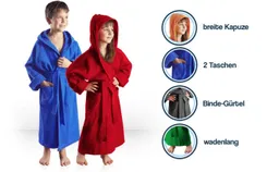 Arus Arus Kinderbademantel für Jungen und Mädchen, mit Kapuze, in vielen Farben erhältlich, 100% Baumwolle, Kapuze, Gürtel, mit zwei Taschen, farbenfroh – Produktbild 1 von 1
