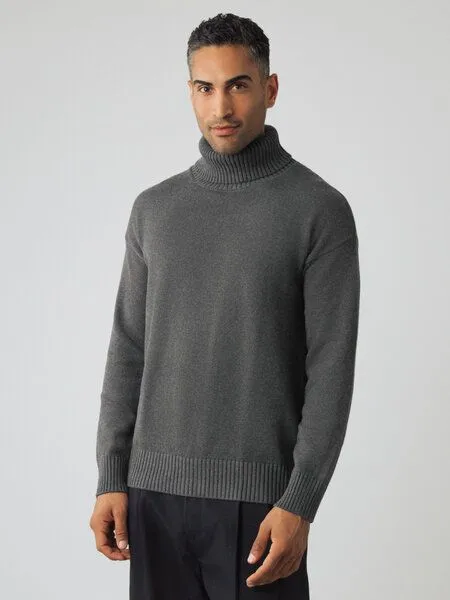 Honest Basics Honest Basics Herren Chunky Rollkragenpullover aus 100% Bio-Baumwolle, Slate, – Produktbild 1 von 4
