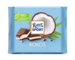 Ritter Sport Ritter Sport Schokolade, Ritter Sport Kokos mit Alpen Vollmilch Schokolade und Milchcreme 100g – Produktbild 1 von 1