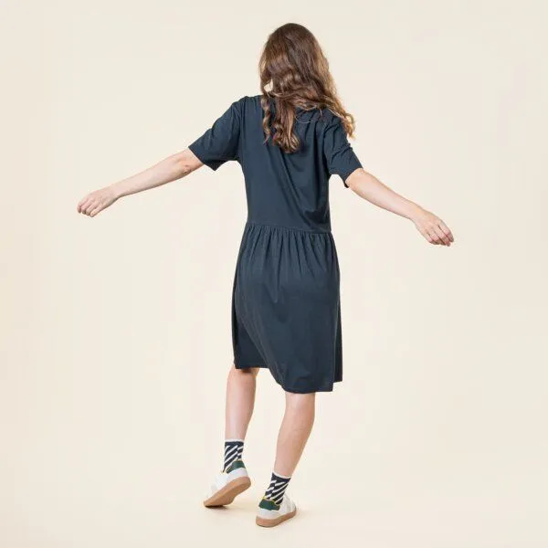 Living Crafts Living Crafts Bio-Damen-Midi-Kleid "ONIKA" mit Rundhalsausschnitt, Ink blue, – Produktbild 5 von 6