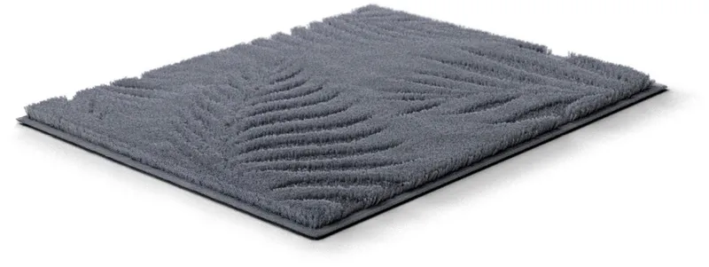 Grund Grund Badematte Ferya, Höhe 20 mm, rutschhemmend beschichtet, fußbodenheizungsgeeignet, Polyester, rechteckig, Dezentes Blattmuster mit Hoch-Tief-Struktur, 5 Jahre Garantie, Grau, – Produktbild 3 von 7