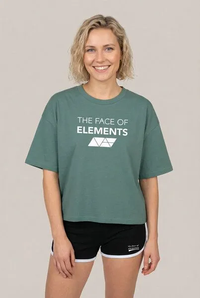 THE FACE OF ELEMENTS The Face of Elements Bold - Relaxed Boxy Fit T-Shirt aus Bio-Baumwolle, Green bay (grün), – Produktbild 2 von 3