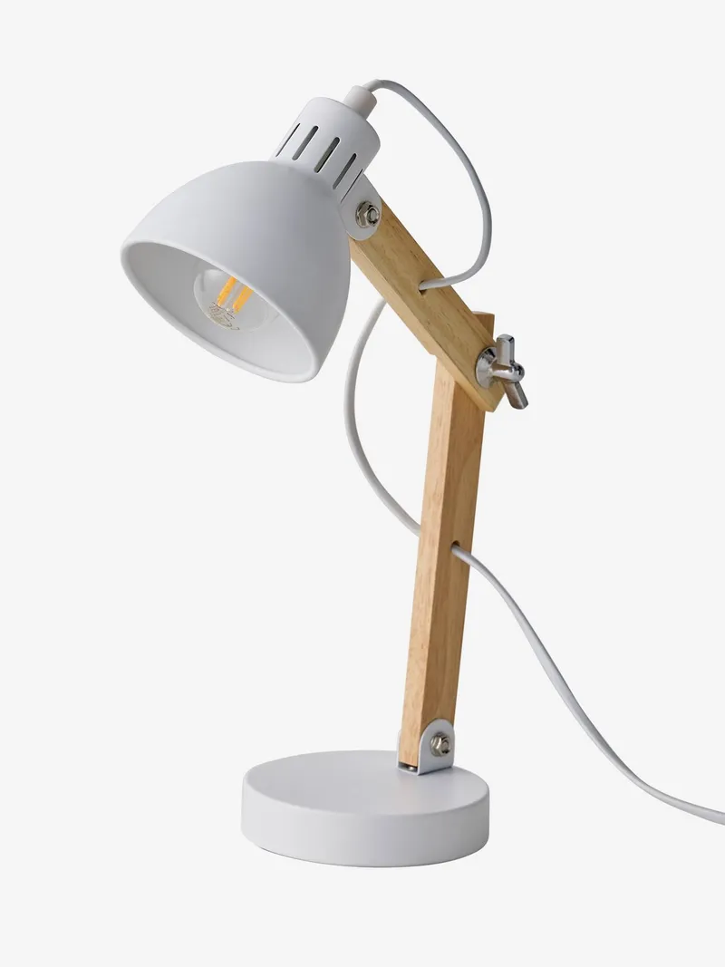 Vertbaudet Schreibtischlampe mit Holz-Gelenkarm Kinderzimmer, Weiß, – Produktbild 2 von 3