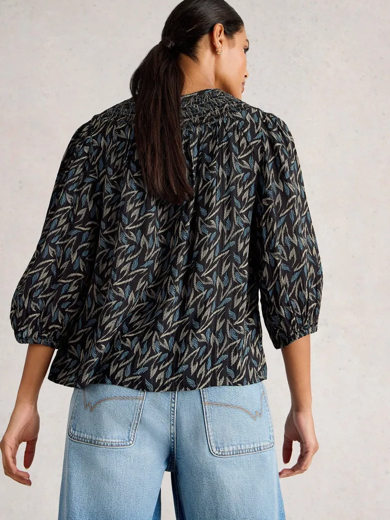 White Stuff Bluse Remi Metallic - 40, Schwarz multi, – Produktbild 4 von 4