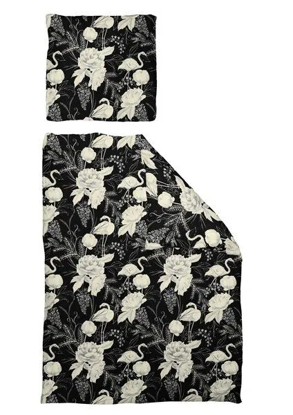 Nature by Adam Nature by Adam Bettwäsche 2tlg aus 100% Bio-Baumwolle - Made in Germany - Eden, Schwarz, – Produktbild 2 von 4