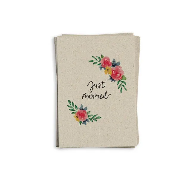 matabooks® matabooks® A6 Grußkarte/Klappkarte aus nachhaltigem Graspapier, Just married, – Produktbild 1 von 4