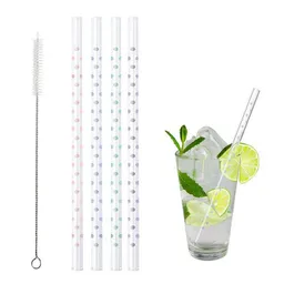 Contento Contento Glastrinkhalm 21 cm lang, 4 Stück, Punkte, mit Bürste – Produktbild 1 von 1