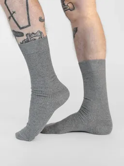 erlich textil erlich textil Casual Cotton Gerippte Socken im 3er Pack für Frauen aus Baumwolle in hellgrau-melange – Produktbild 1 von 1