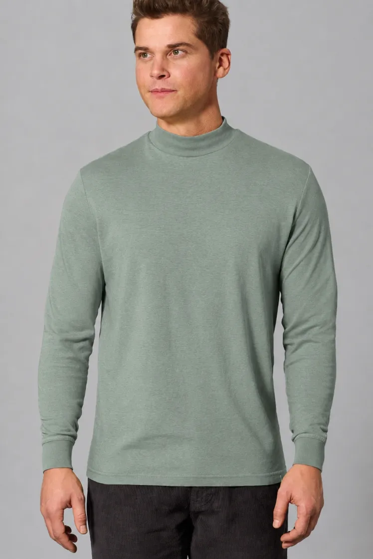 HempAge Hempage Herren vegan Rollkragenpullover Mit Langen Ärmeln Thymiangrün, Grün, – Produktbild 2 von 2