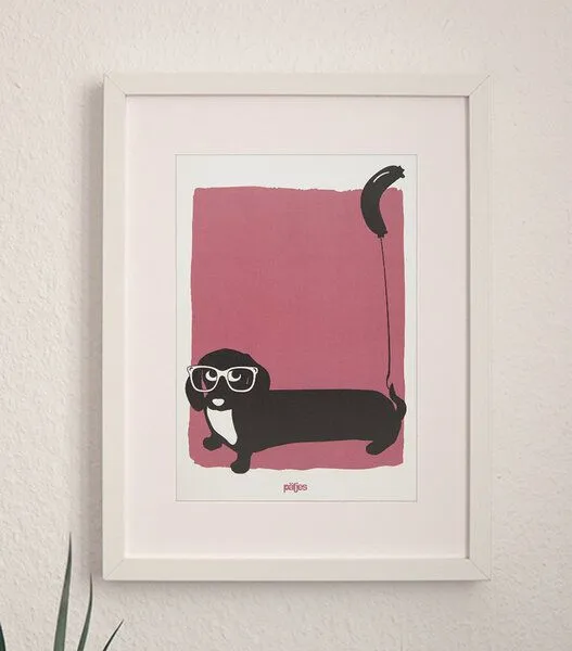 päfjes päfjes Hund Dr. Wuffinger mit Luftballon - Poster A4 – Produktbild 1 von 2