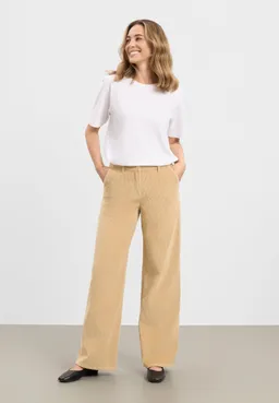 LAURIE LAURIE Damen vegan Hose Mit Anhänger Locker Sitzend Cord Mittellang, Café Latte – Produktbild 1 von 1