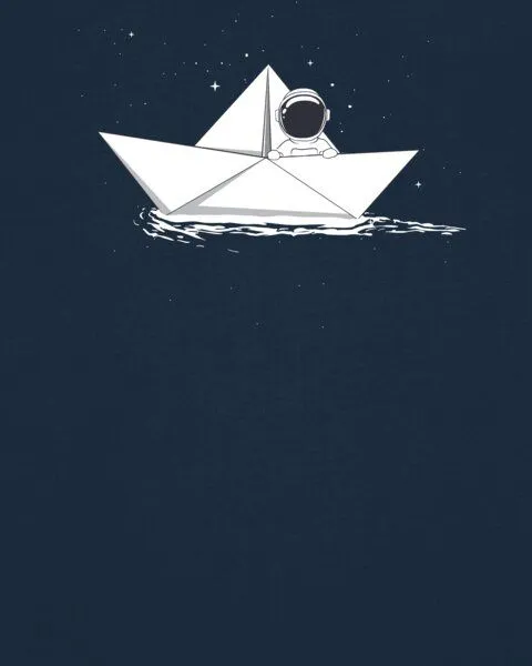 watapparel watapparel T-Shirt Astronaut in paper boat, French navy, – Produktbild 3 von 4
