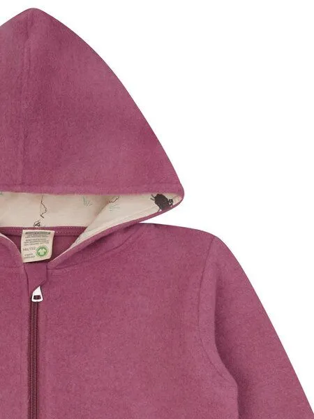 loud + proud loud + proud Kinder Wollfleece-Jacke mit Kapuze, GOTS-zertifiziert, Grape(rosa), – Produktbild 3 von 3