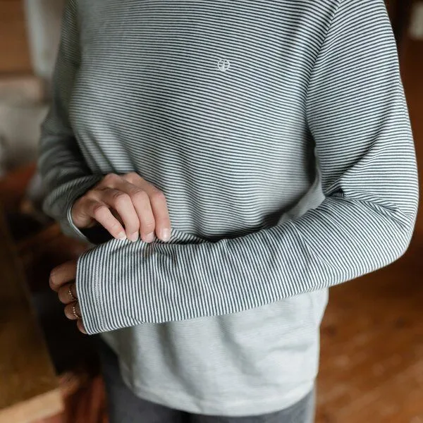 NORDLICHT NORDLICHT Gestreiftes Oversize Langarmshirt Alva, Grün, – Produktbild 4 von 4