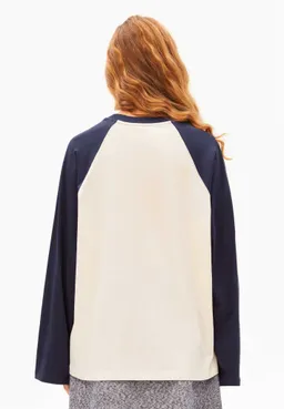 ARMEDANGELS ARMEDANGELS Damen vegan Langarm Shirt Iconic Raglan Weiß/Blau – Produktbild 1 von 1