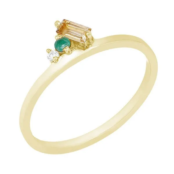Eppi Eppi Cluster-Ring aus Gold mit Citrin, Smaragd und einem Diamanten Dalit, Gelb, – Produktbild 3 von 4