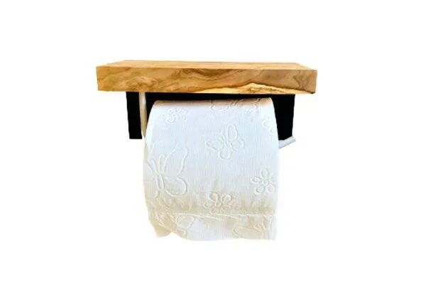 Olivenholz erleben Olivenholz erleben WC-Rollenhalter "MAINZ" mit Handy-Ablage – Produktbild 3 von 4