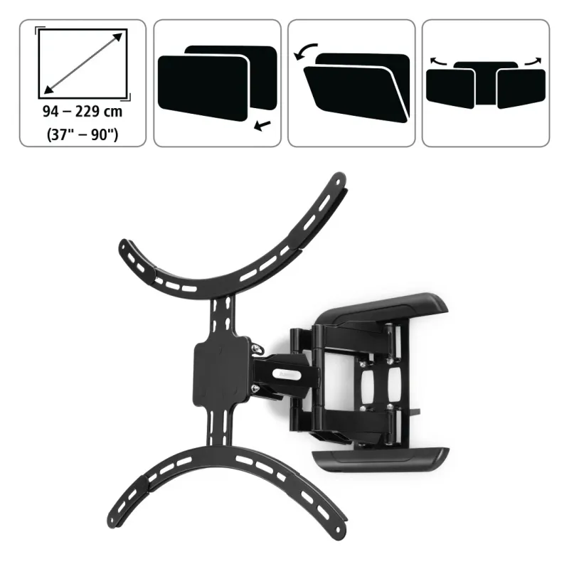 Hama Hama TV-Wandhalterung, schwenkbar, neigbar, ausziehbar, 229 cm (90") bis 50 kg – Produktbild 3 von 6