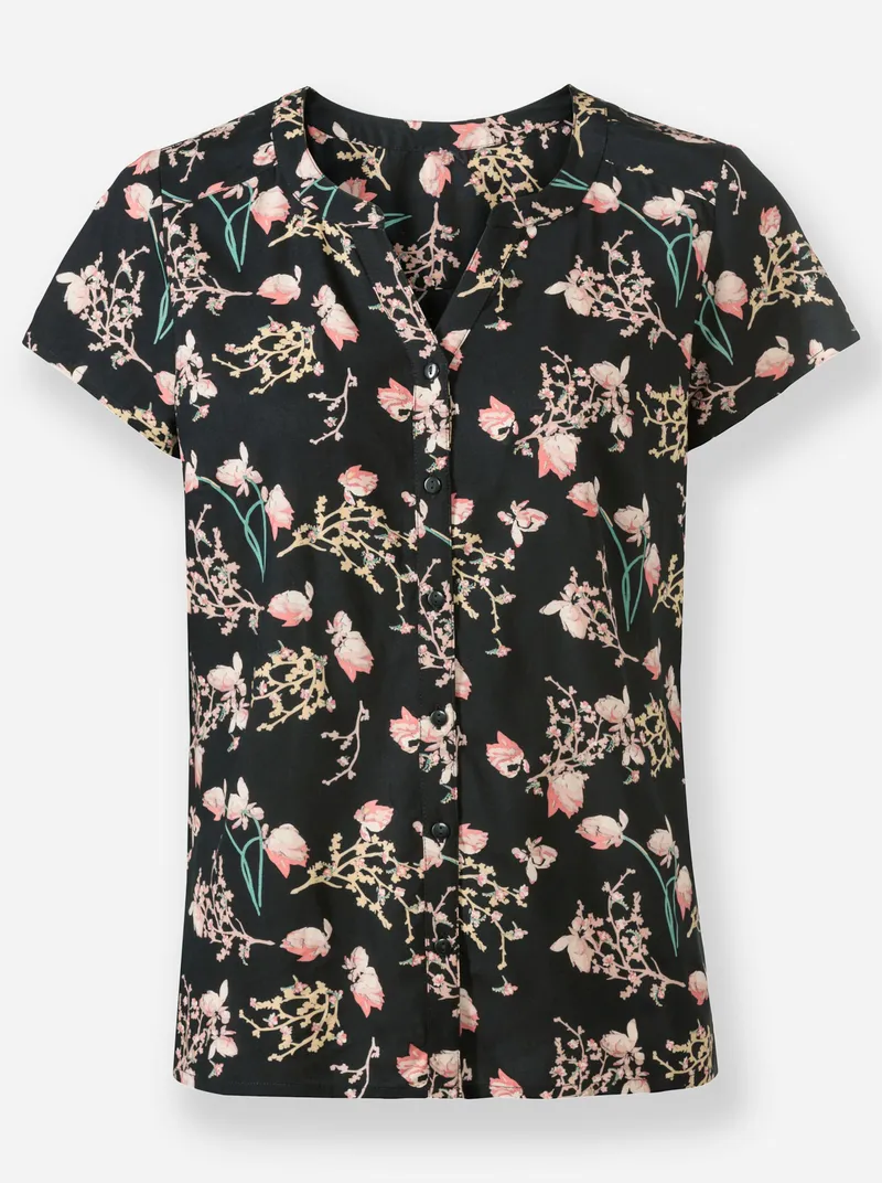 Witt Kurzarm-Bluse, Schwarz-weiß-gemustert, – Produktbild 1 von 2