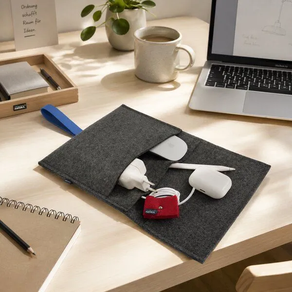 matilda k. manufaktur matilda k. manufaktur Kabel Organizer aus Wollfilz 'otto' in 2 Größen, Braun, – Produktbild 3 von 5