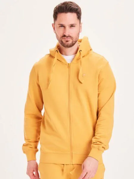 KnowledgeCotton Apparel KnowledgeCotton Apparel Sweatjacke - Zip hood basic badge sweat- aus Biobaumwolle, Gelb (honey gold), – Produktbild 2 von 4