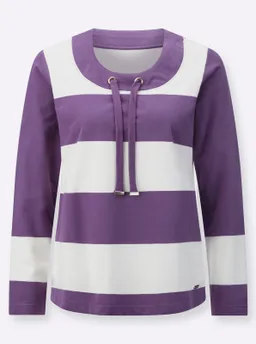 Witt Sweatshirt lila-ecru-geringelt – Produktbild 1 von 1
